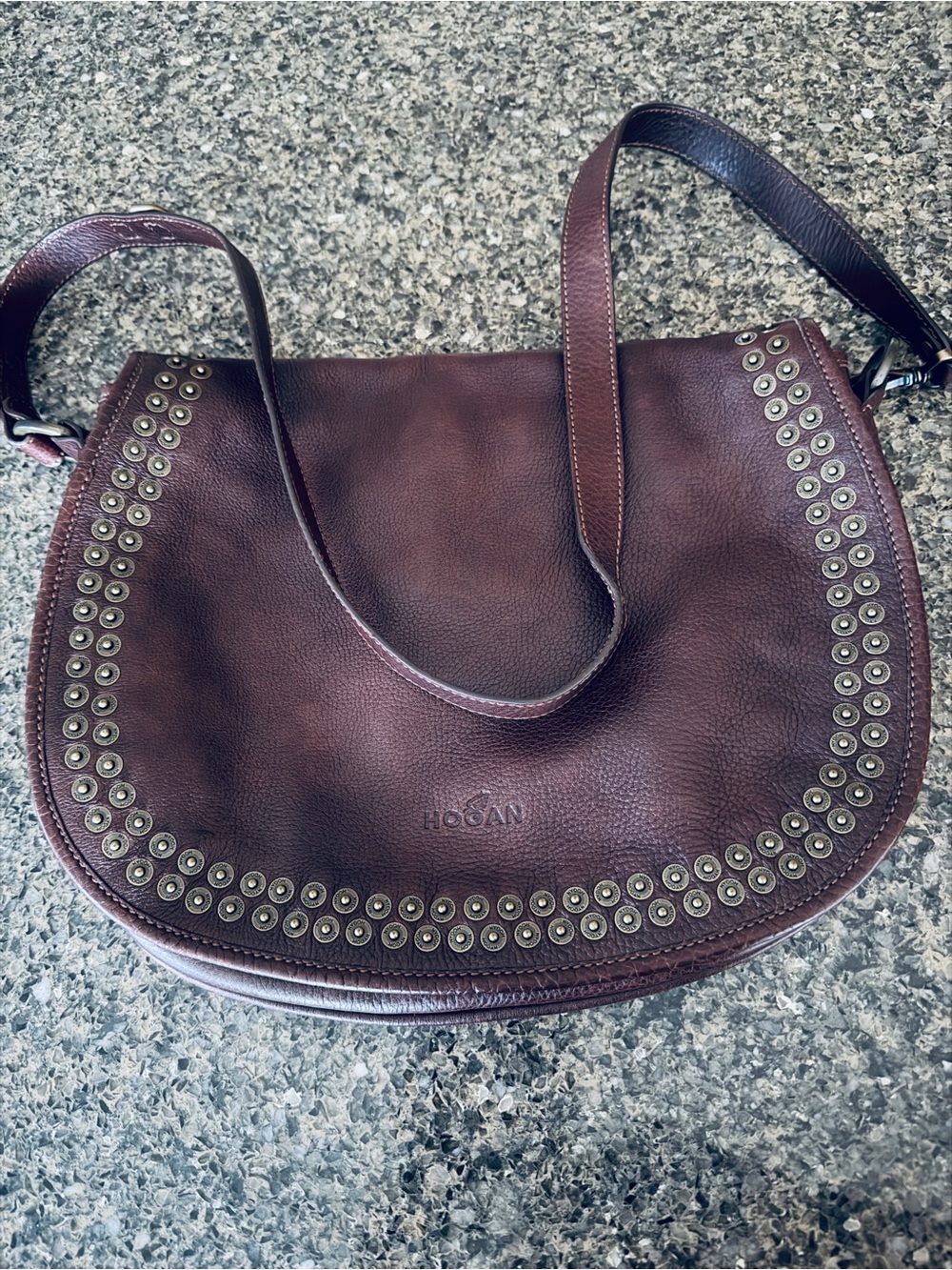 Large Hogan studded leather crossbody bag